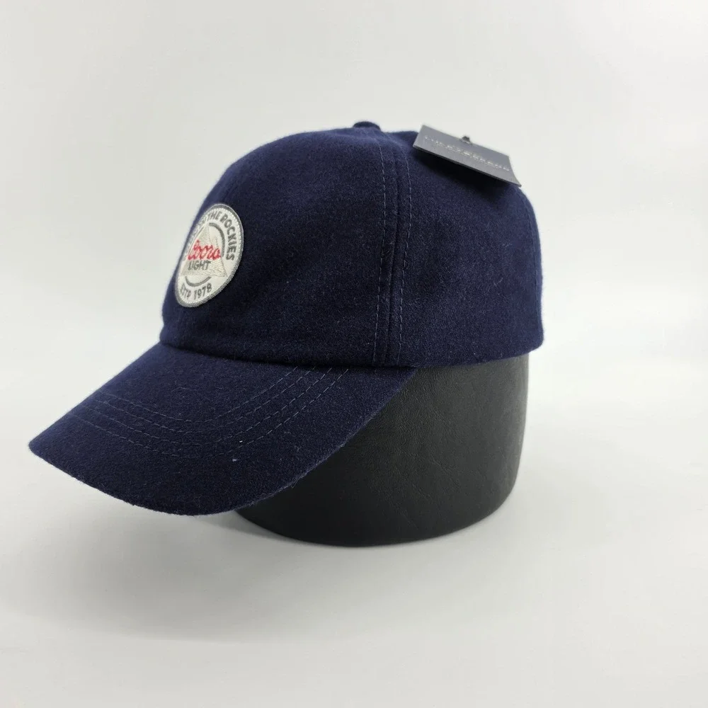 NWT Lucky Brand Coors Light Baseball Hat Navy Wool Blend Leather Strap Cap